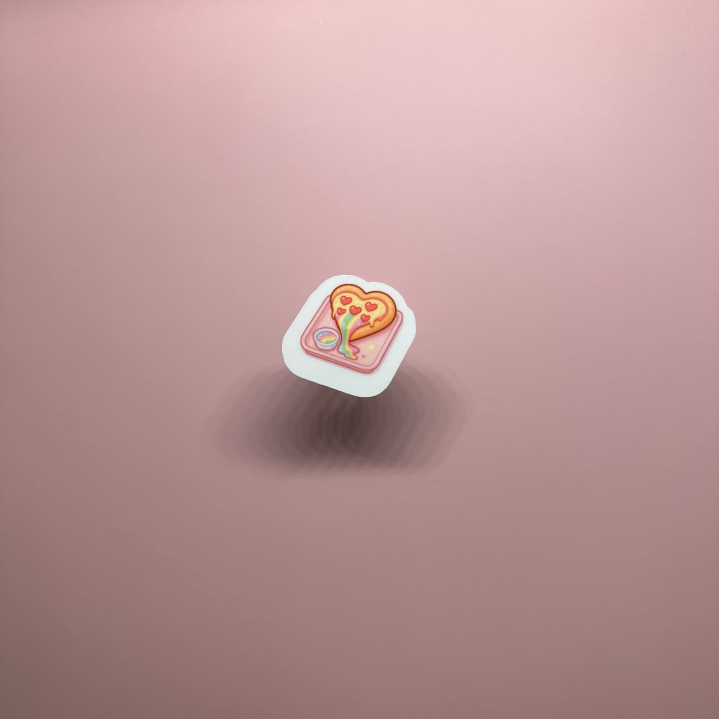 Kawaii Heart Pizza Sticker: Pastel Rainbow Vinyl Decal