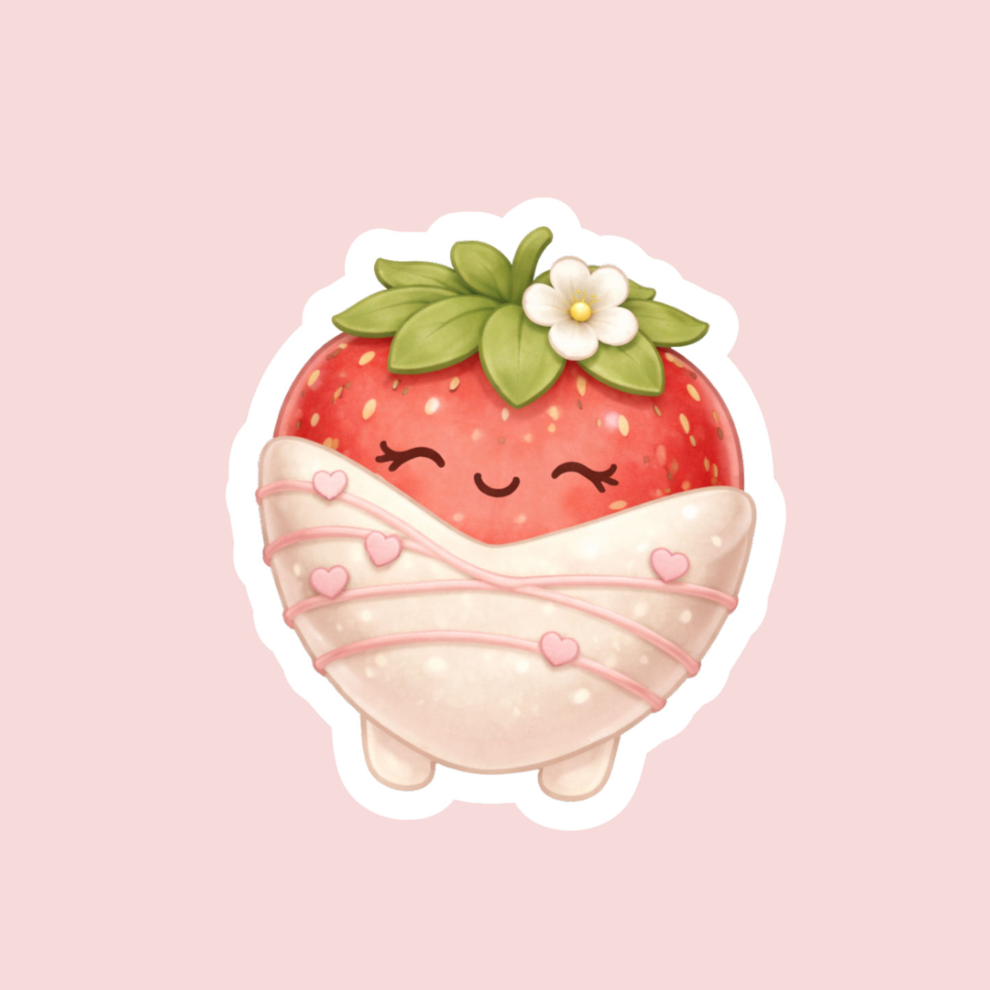 White Chocolate Covered Strawberry Sticker