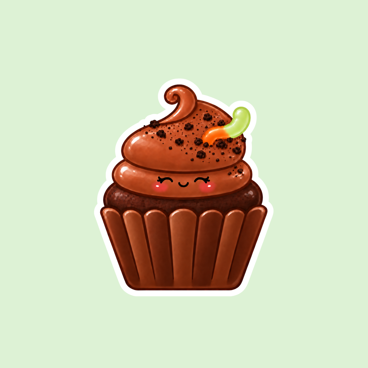 Chocolate Dirt Cupcake Sticker