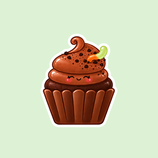 Chocolate Dirt Cupcake Sticker