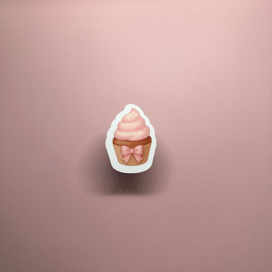 Pink Cupcake Sticker: Glossy Kawaii Dessert gift