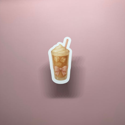 Kawaii Iced Coffee Sticker: Pastel Vintage Cafe Decal