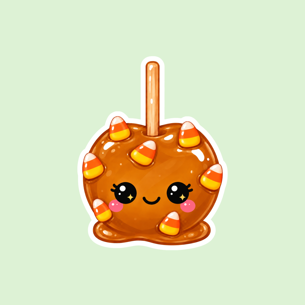 Candy Corn Caramel Apple Sticker